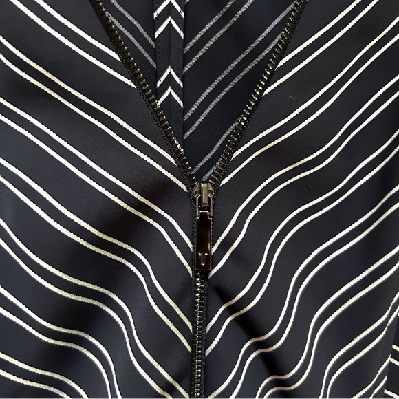 Ted Baker ~Flissie Navy Zip Front Striped Midi Dress in US size 10 (Ted size 4) - Picture 6 of 16